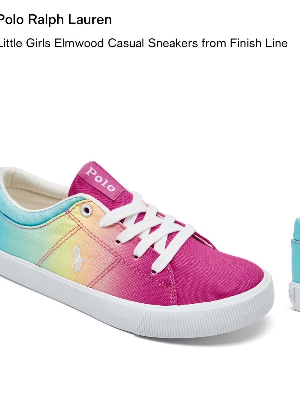 Polo Ralph Lauren Girls “ELMWOOD” Rainbow Canvas Sneakers - OMBRÉ Pink Accent